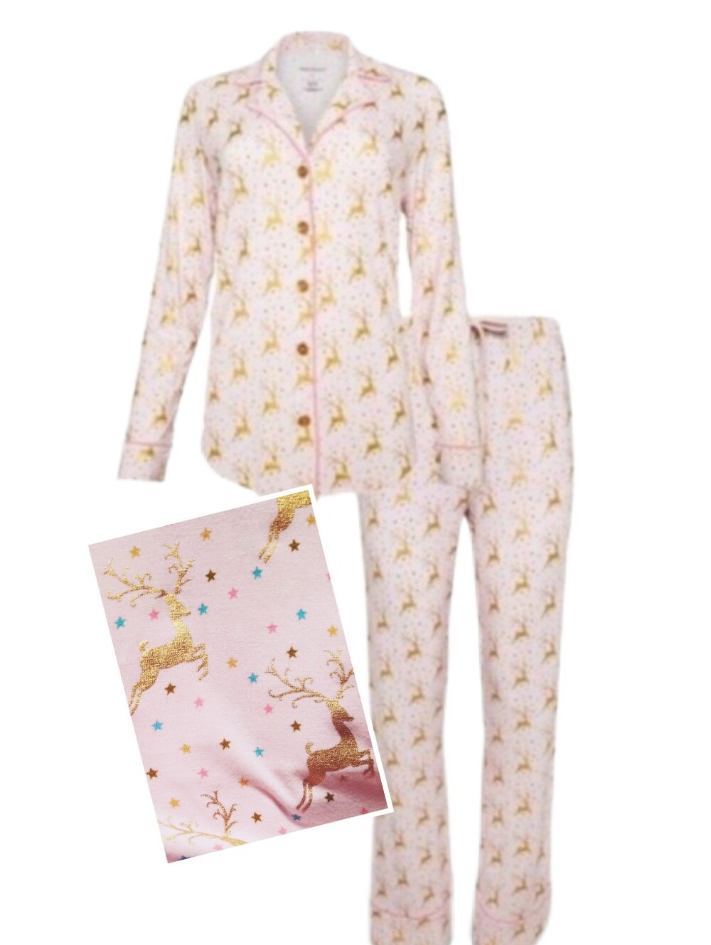 Posh Peanut Pink Glitter Reindeer Pajamas XL